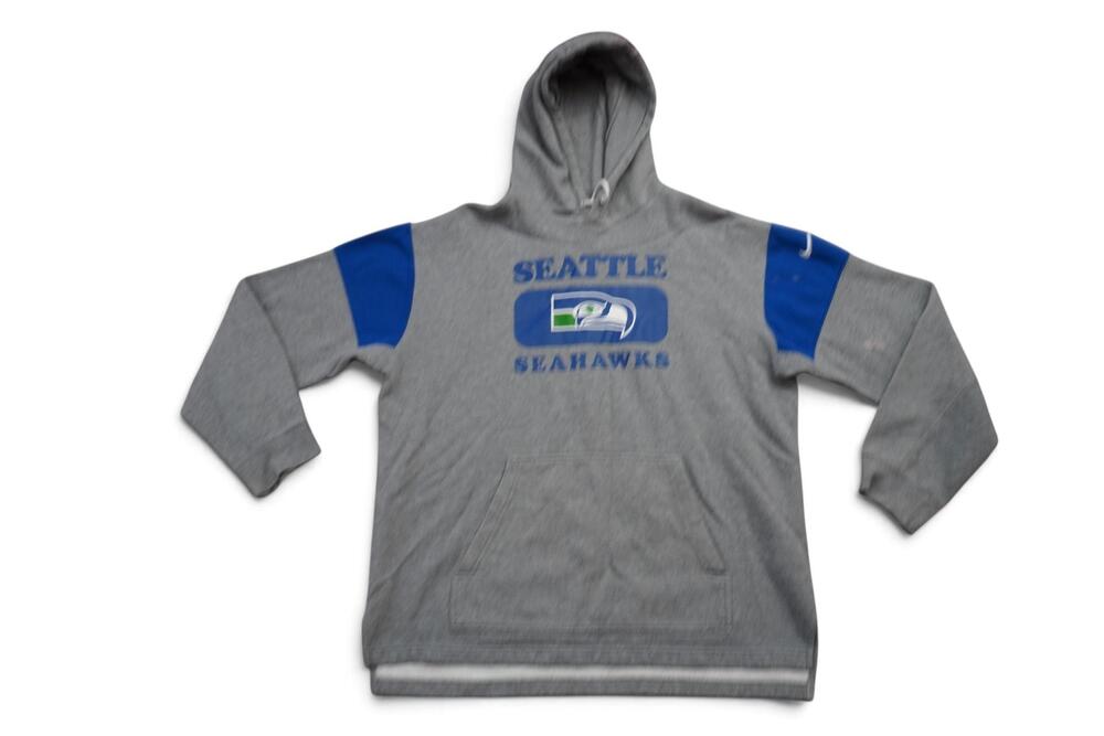 Seattle Seahawks Hoodie Sweatshirt Mens Medium Gray NFL Football Nike Pullover